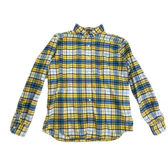 American Eagle Mens Seriously Soft Flannel Shirt Sz Large Yellow Blue Plaid READ - Picture 9 of 12